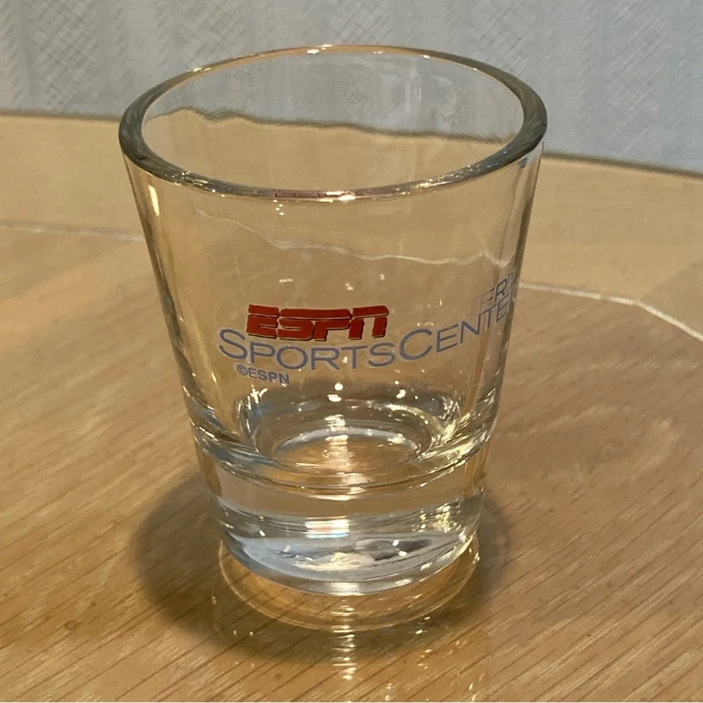 Vintage ESPN SPORTS CENTER Shot Glass 1990s. 2.5 inches tall.